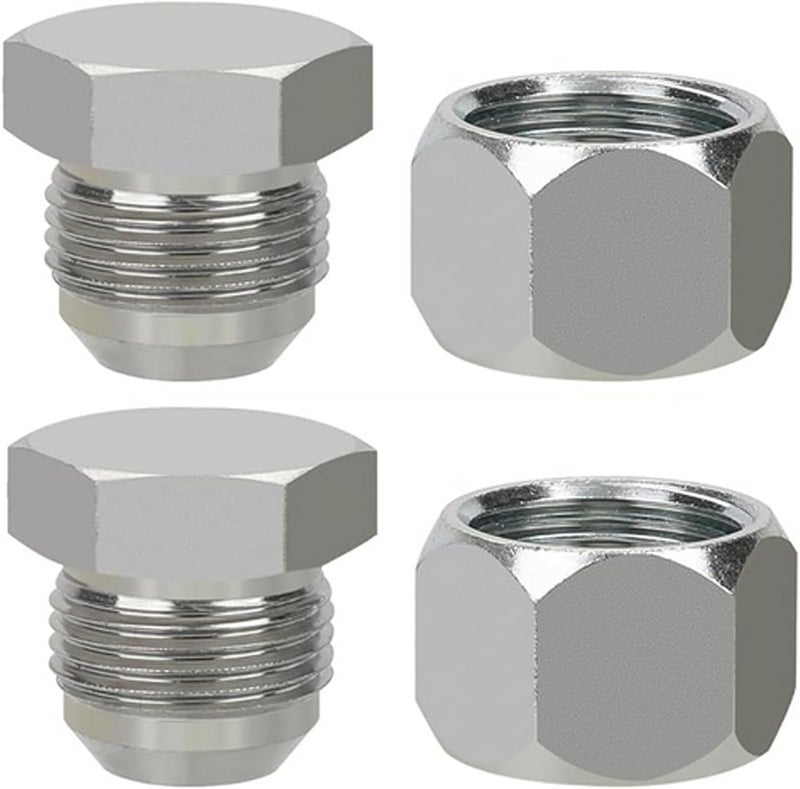 JROUTH JIC 12 Hydraulic Cap and Plug Hose Tube and Pipe Fitting Kit, 37 Degree Pipe Fitting Kit Cap and Plug Kit(2 Sets） - Image 1